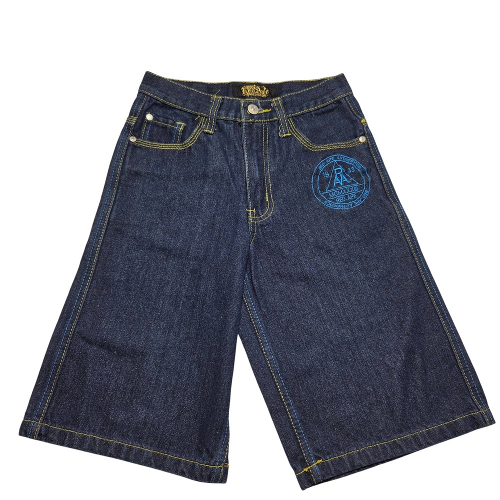 Red Ape Authentics Boys Denim‎ Shorts Dark Wash Embroidered Baggy Y2K Size 8